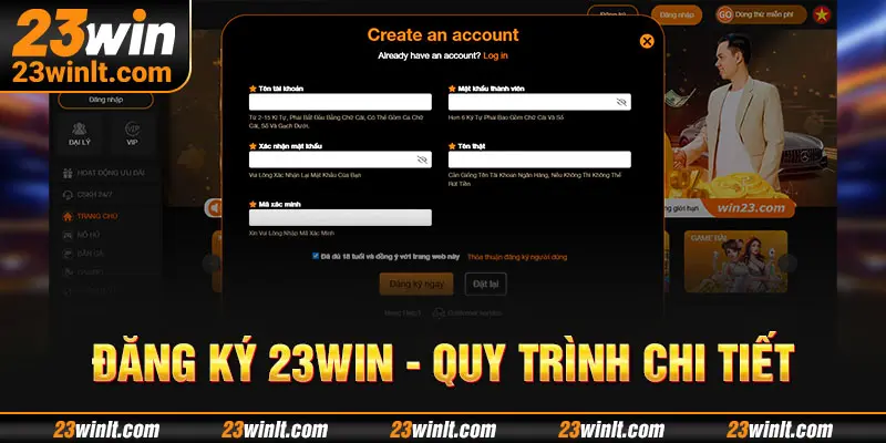 Quy trinh đăng ký 23WIN chi tiết đơn giản